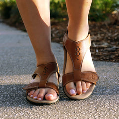 Zullaz Talia Tan Leather Sandals with arch support and adjustable forefoot strap