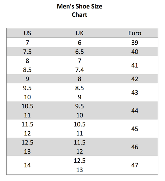 Euro mens shoe size to online us