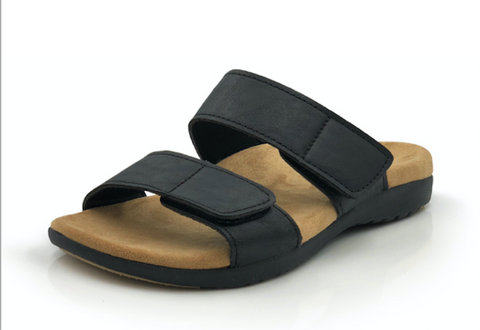FOOTLOGICS ZULLAZ ‘ELLA’ SANDALS WITH ARCH SUPPORT AND ULTRA-CUSHIONING FOOTBED. ELASTIC STRAPS FOR A PERFECT FIT!