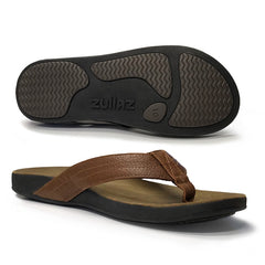 Zullaz Byron Men's Thong with leather footbed and strap and non-slip sole