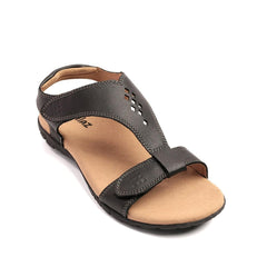 Zullaz Tailia Black Leather womens sandal with orthotic insole