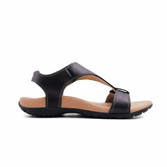 Talia – Black Leather Sandals - InterAktivWear
