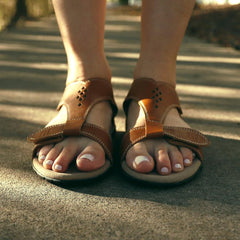 Talia – Caramel Leather Sandals - InterAktivWear