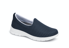 Valencia Plus enclosed slip on Navy Blue shoes with waterproof mesh forefoot strap, sneaker style sole, waterproof upper, antibacterial treated, vegan, nursing, doctor, dentist, veterinary, waiter, waitress, work shoes, cleaner,