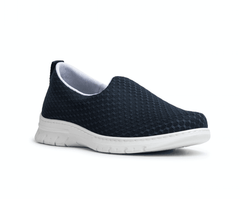 Valencia Plus enclosed slip on Navy Blue shoes with waterproof mesh forefoot strap, sneaker style sole, waterproof upper, antibacterial treated, vegan, nursing, doctor, dentist, veterinary, waiter, waitress, work shoes, cleaner,