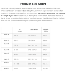 Zullaz 'Walker' Womens sandal sizing chart